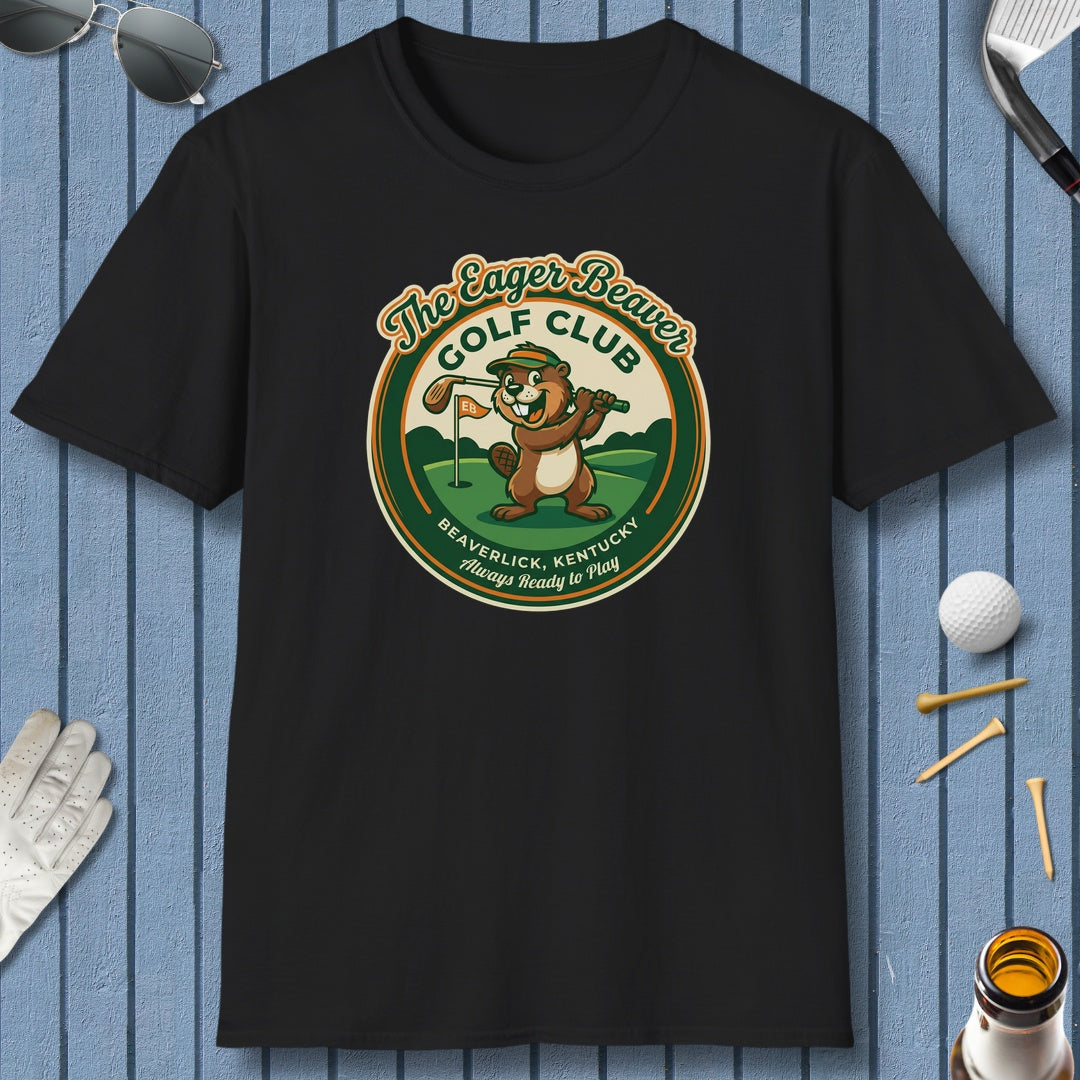 THE EAGER BEAVER GOLF CLUB - Adult Golf T-Shirt in Black