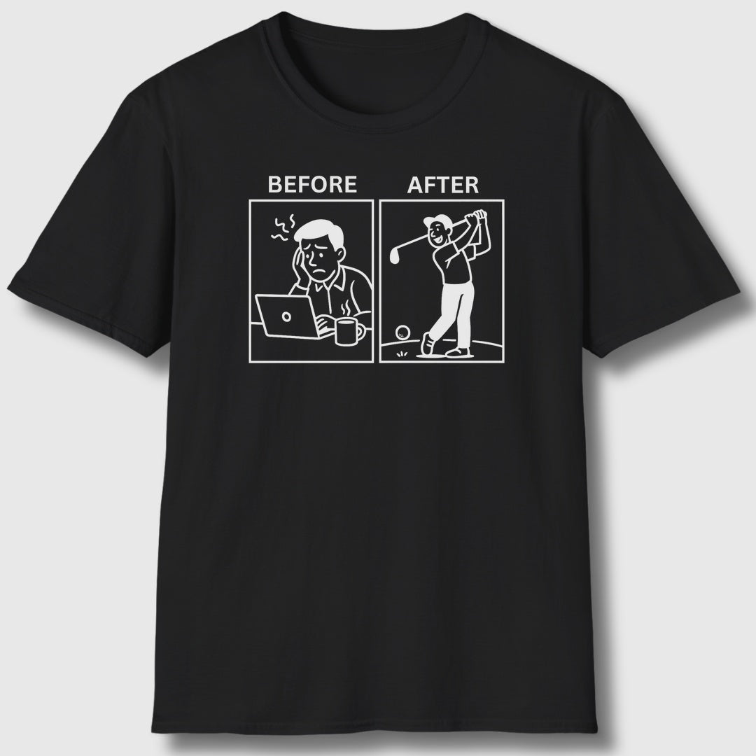Before & After - Adult Golf T-Shirt in Black
