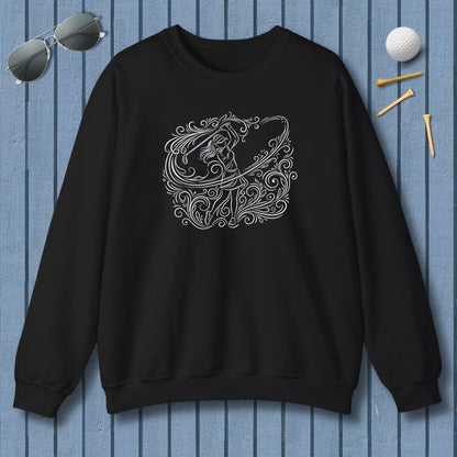 EVERY SWING TELLS A STORY - Women's Golf Vine Art - Adult Golf Sweatshirt in Black