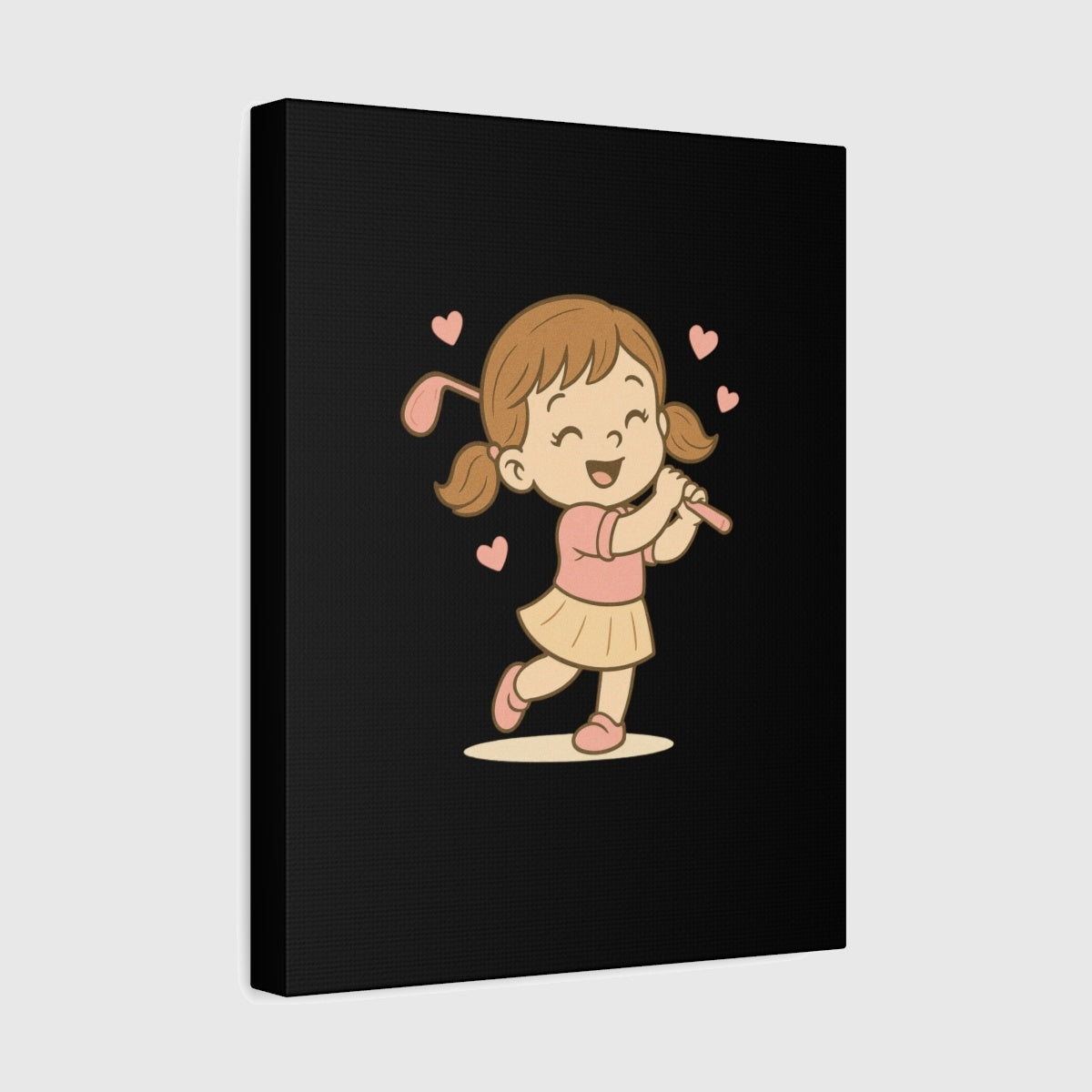 Happy Golfer Girl - Canvas Wall Art - Black - 11×14 - front