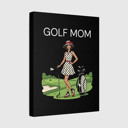 FASHIONABLE GOLF MOM, Polka Dot Dress Tee - Canvas Wall Art - Black - 11×14 - front