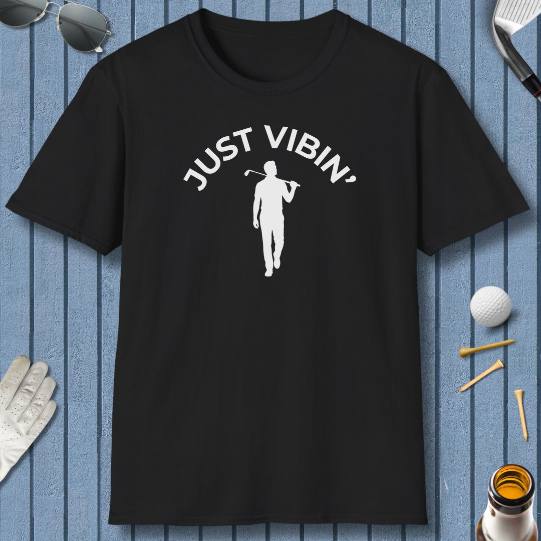Just Vibin' - Adult Golf T-Shirt in Black