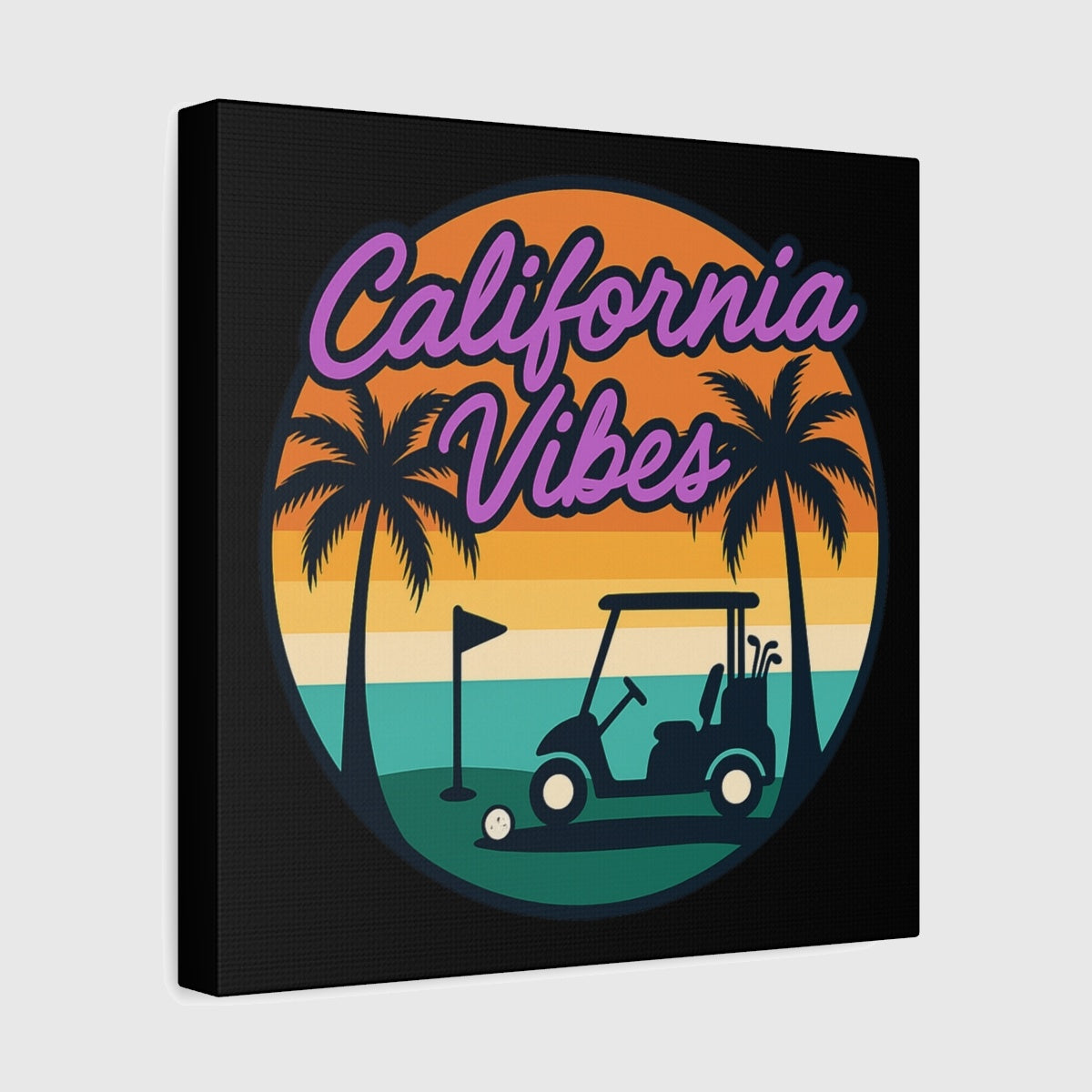 Golf Vibes - California Coast Edition - Canvas Wall Art - Black - 12×12 - front
