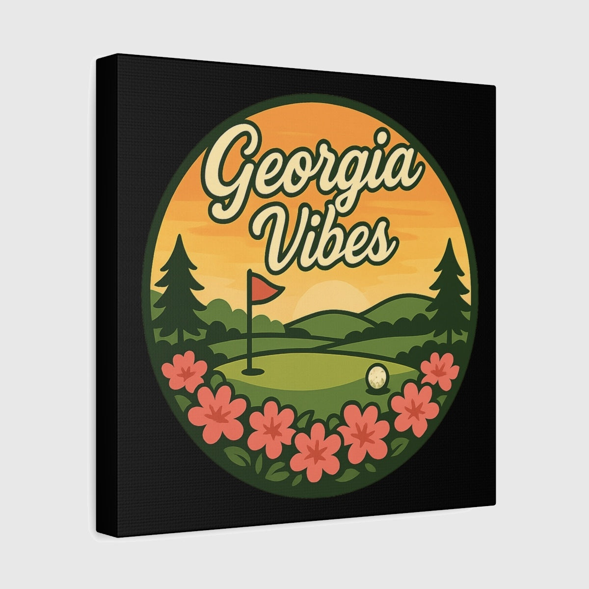 Golf Vibes - Georgia Azalea Edition - Canvas Wall Art - Black - 12×12 - front