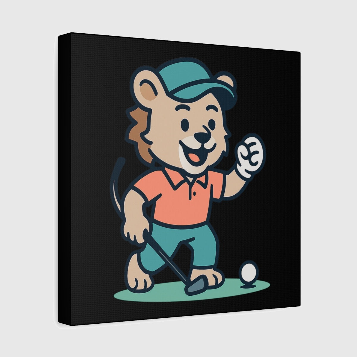 Fist Pumping Lion - Canvas Wall Art - Black - 12×12 - front