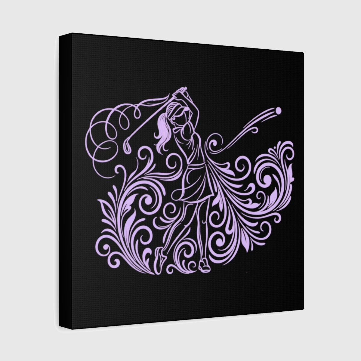 GRACE IN MOTION - Women's Golf Swirl Art - Canvas Wall Art - Black - 12×12 - front