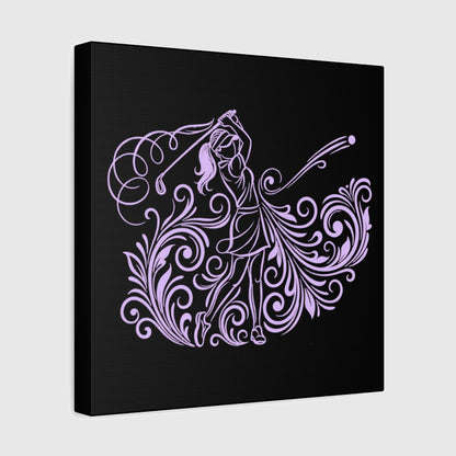 GRACE IN MOTION - Women's Golf Swirl Art - Canvas Wall Art - Black - 12×12 - front