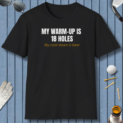 My Warm-Up Is 18 Holes. My Cool-Down Is Beer. - Adult Golf T-Shirt in Black