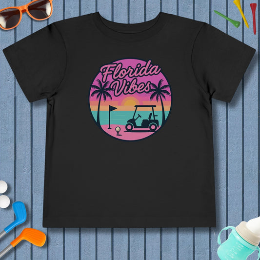Golf Vibes - Florida Sunshine Edition - Toddler Golf T-Shirt in Black