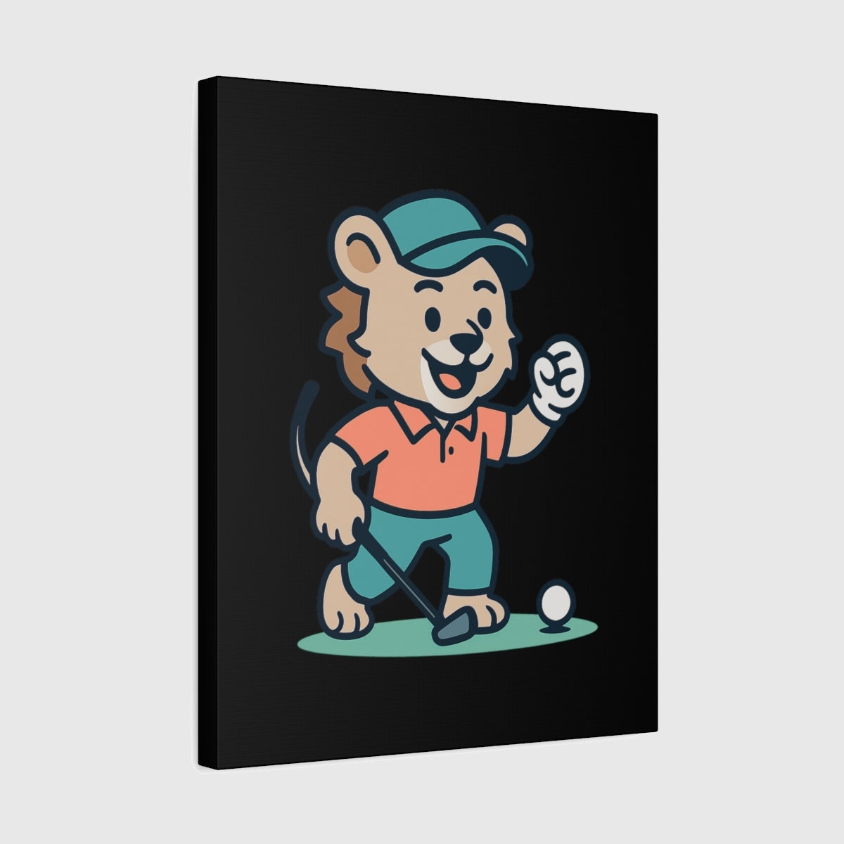 Fist Pumping Lion - Canvas Wall Art - Black - 16×20 - front