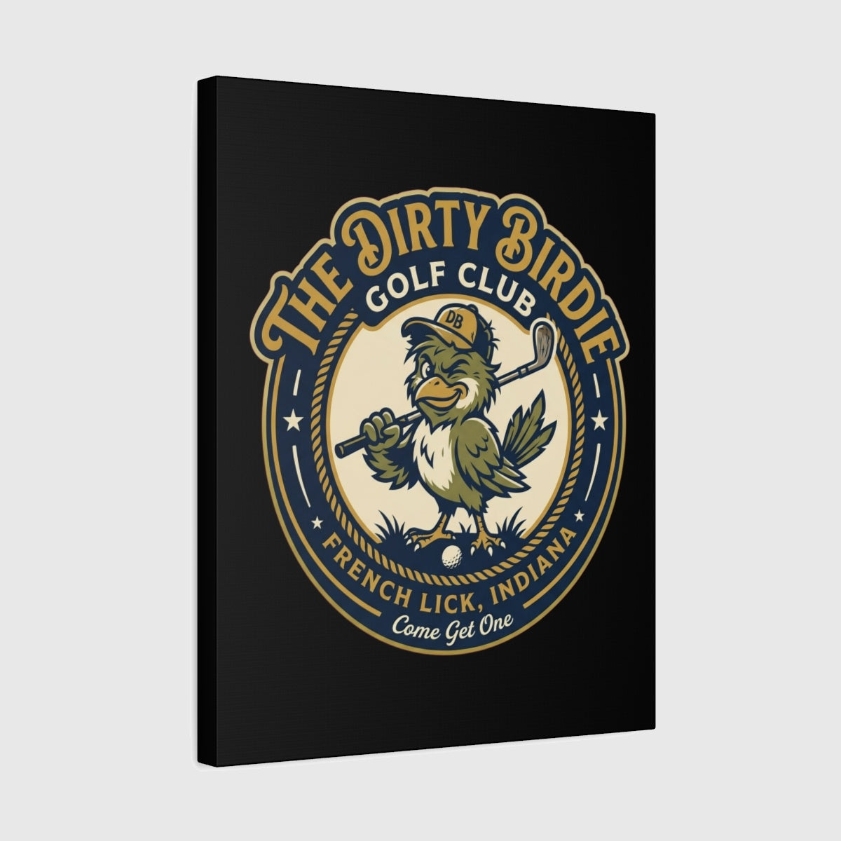 The Dirty Birdie Golf Club - French Lick, Indiana - Canvas Wall Art - Black - 16×20 - front