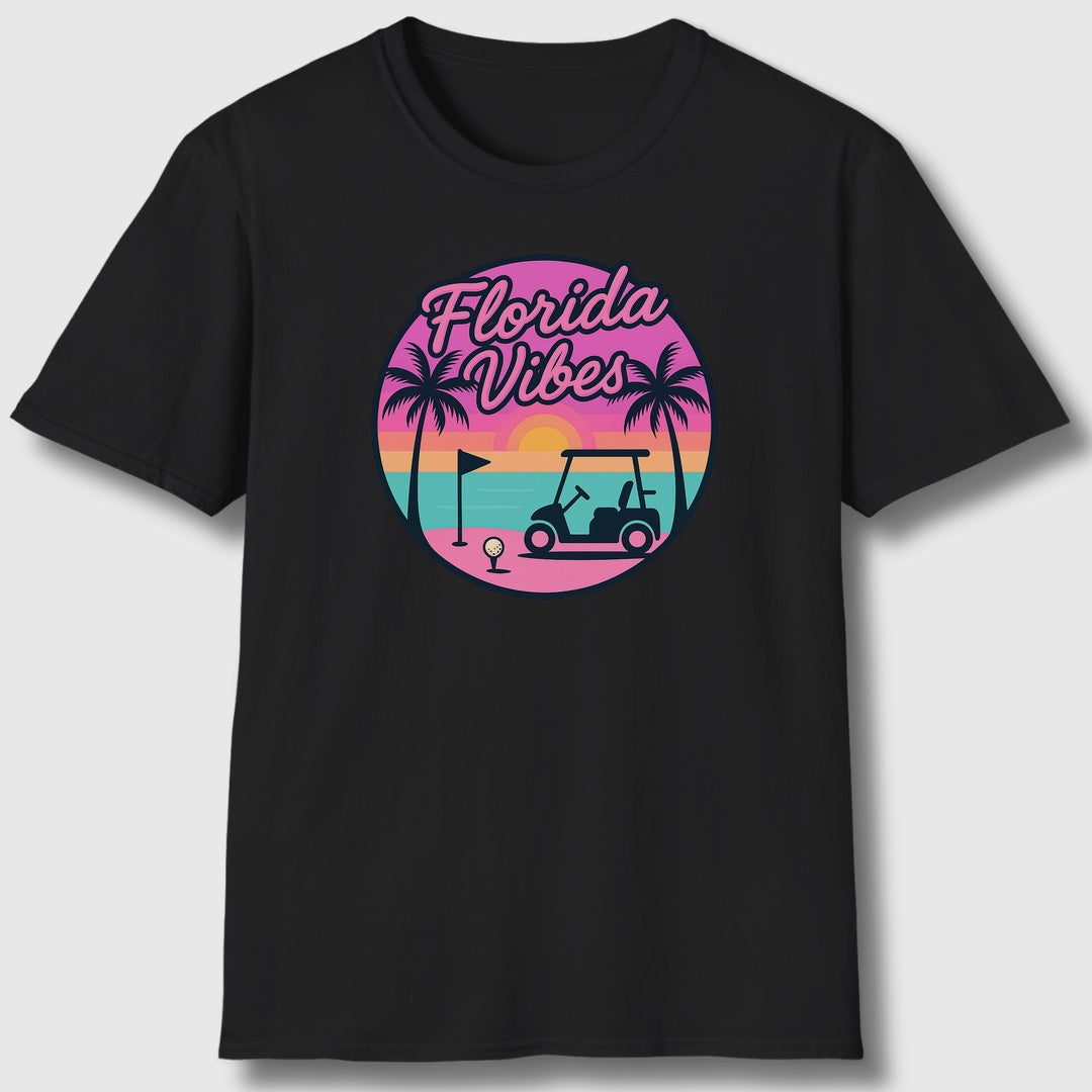 Golf Vibes - Florida Sunshine Edition - Adult Golf T-Shirt in Black