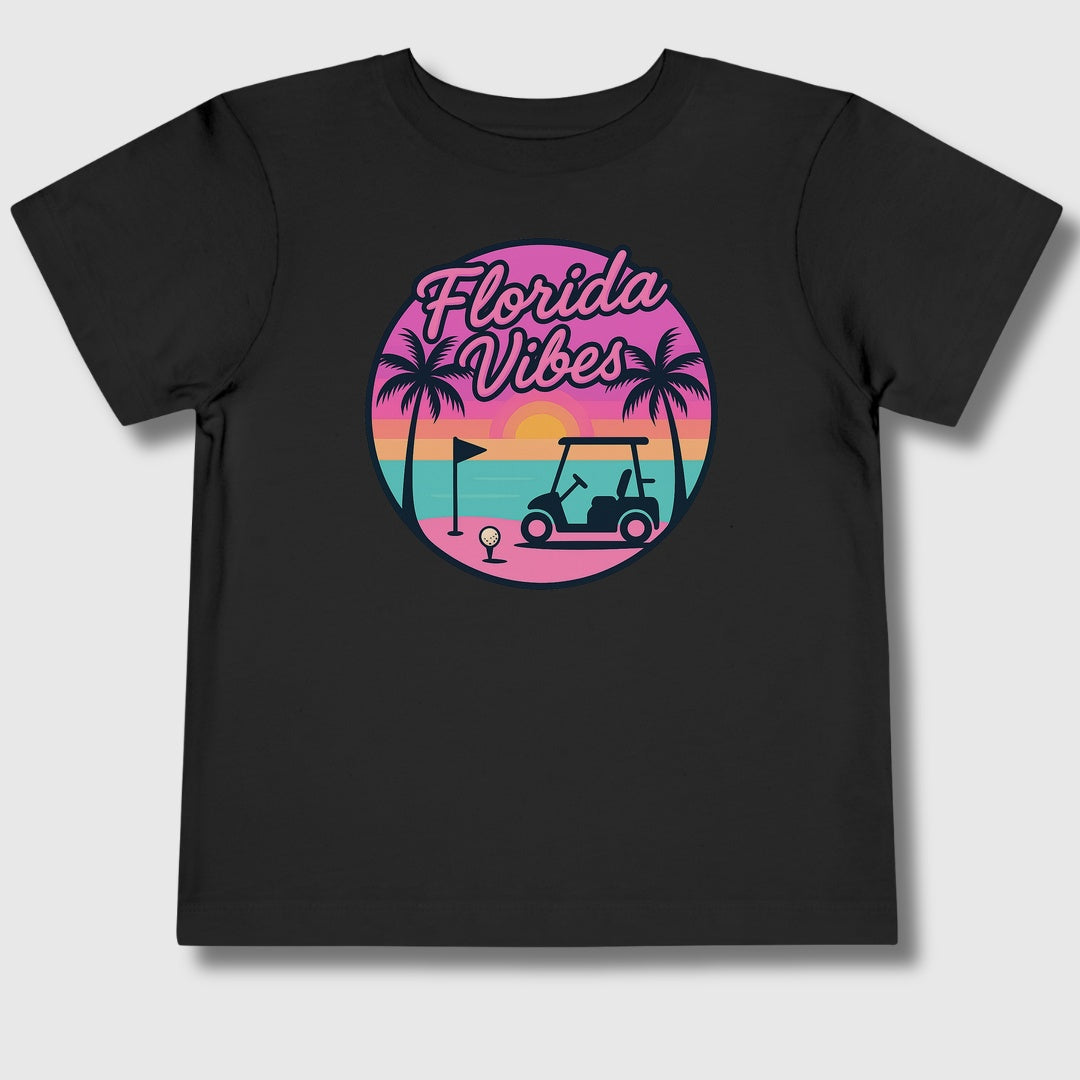 Golf Vibes - Florida Sunshine Edition - Toddler Golf T-Shirt in Black