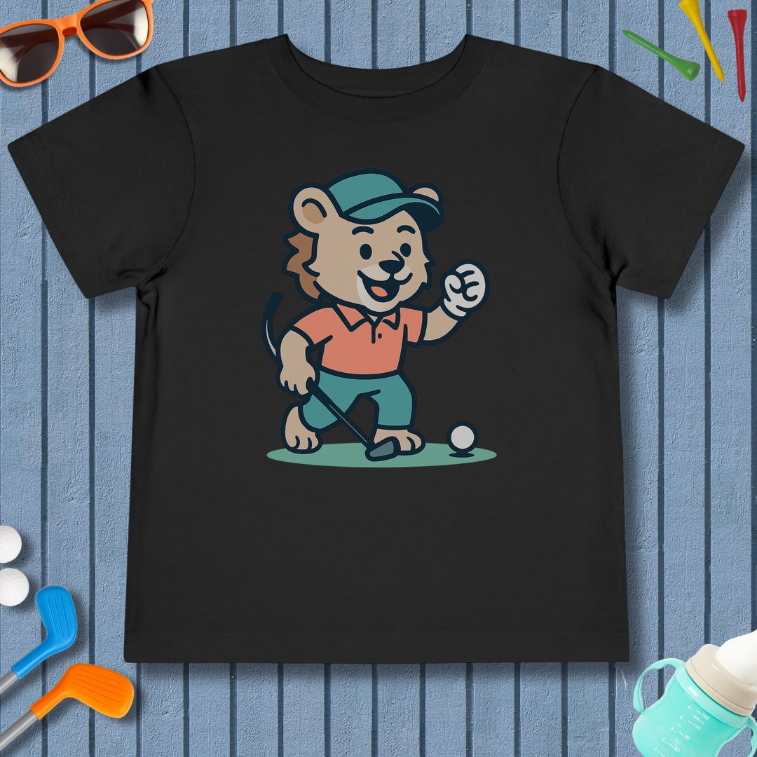 Fist Pumping Lion - Toddler Golf T-Shirt in Black