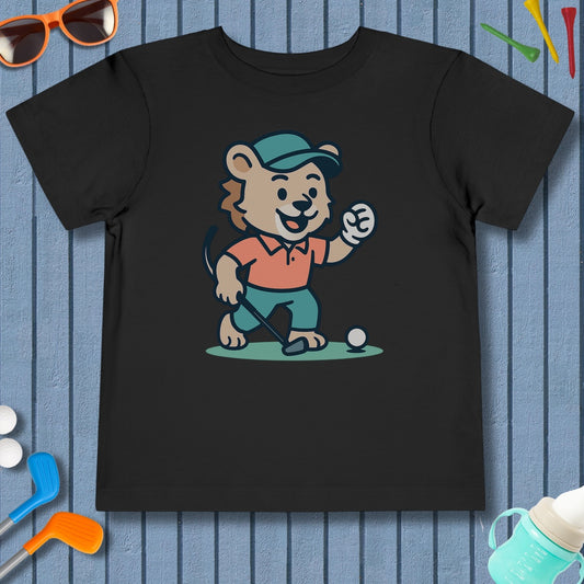 Fist Pumping Lion - Toddler Golf T-Shirt in Black