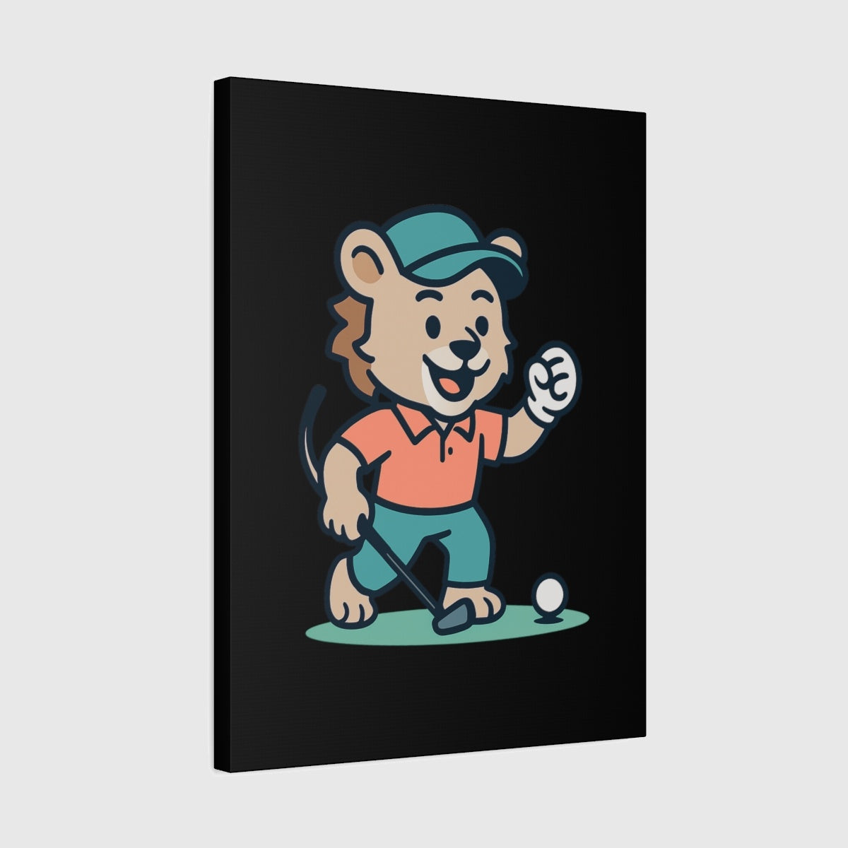 Fist Pumping Lion - Canvas Wall Art - Black - 18×24 - front