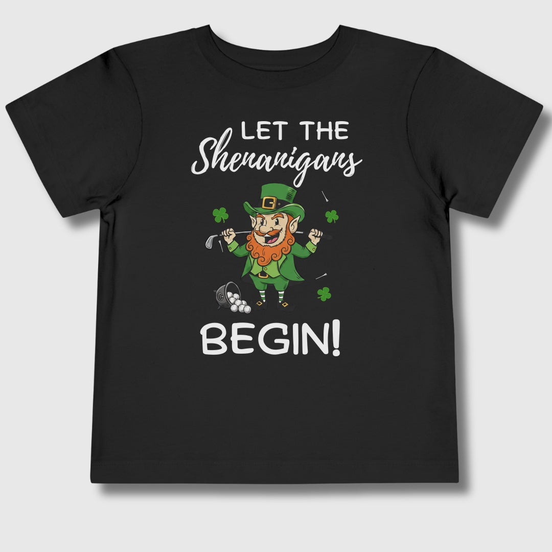 Let The Shenanigans Begin - Toddler Golf T-Shirt in Black