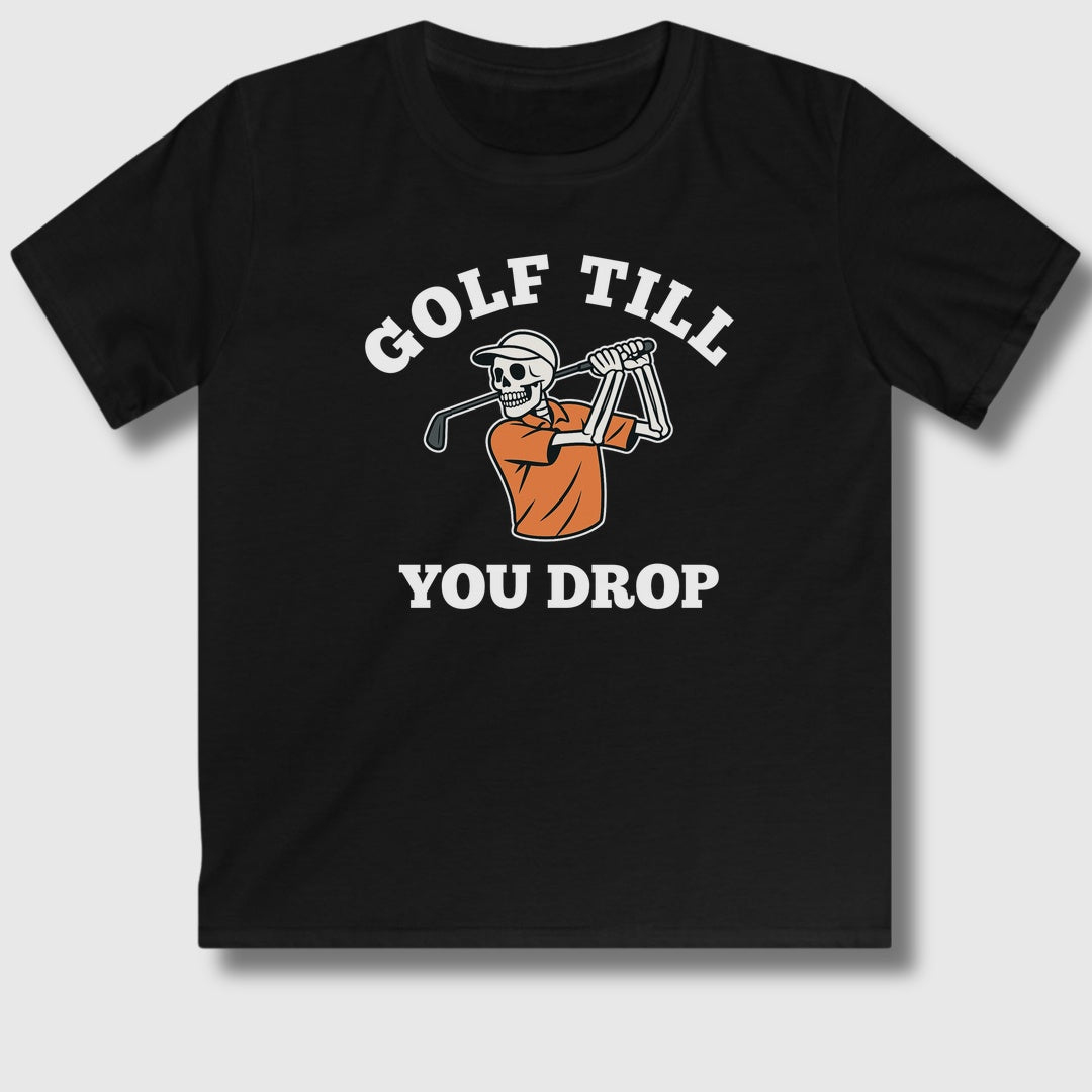 Golf Till You Drop - Youth Golf T-Shirt in Black