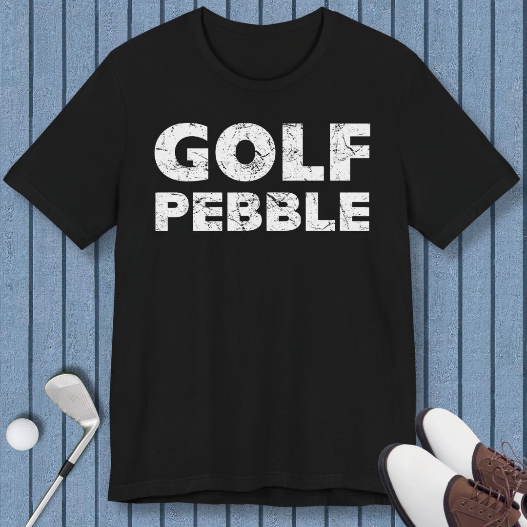 Golf Pebble - T-shirt in Black, great for casual wear. Find more fun golf focused products at oneforetheages.com