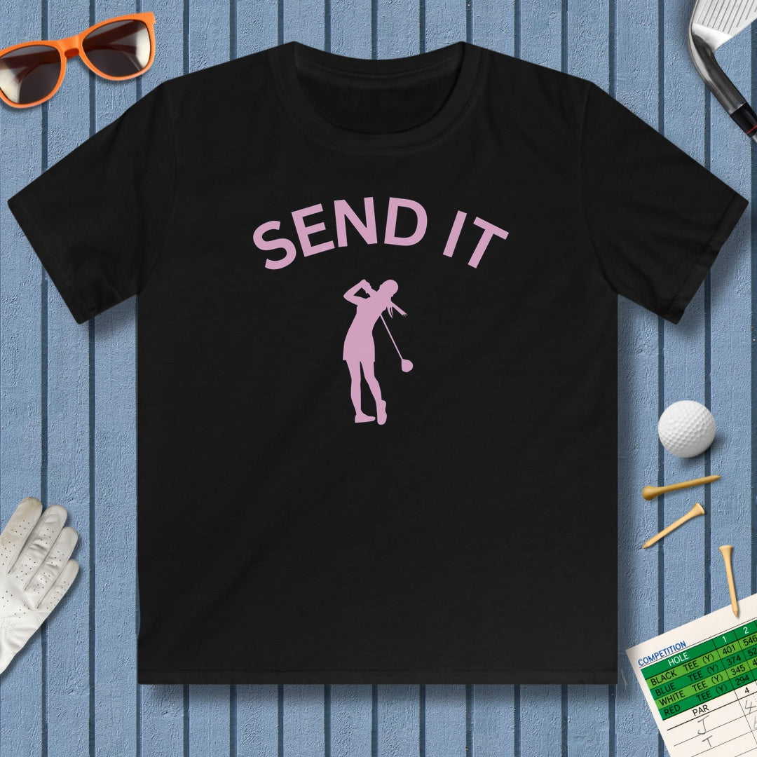 SEND IT (Female) - Youth Golf T-Shirt in Black