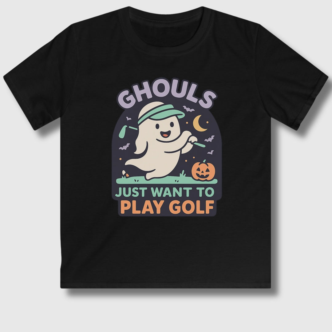 Ghouls Just Wanna Play Golf - Youth Golf T-Shirt in Black