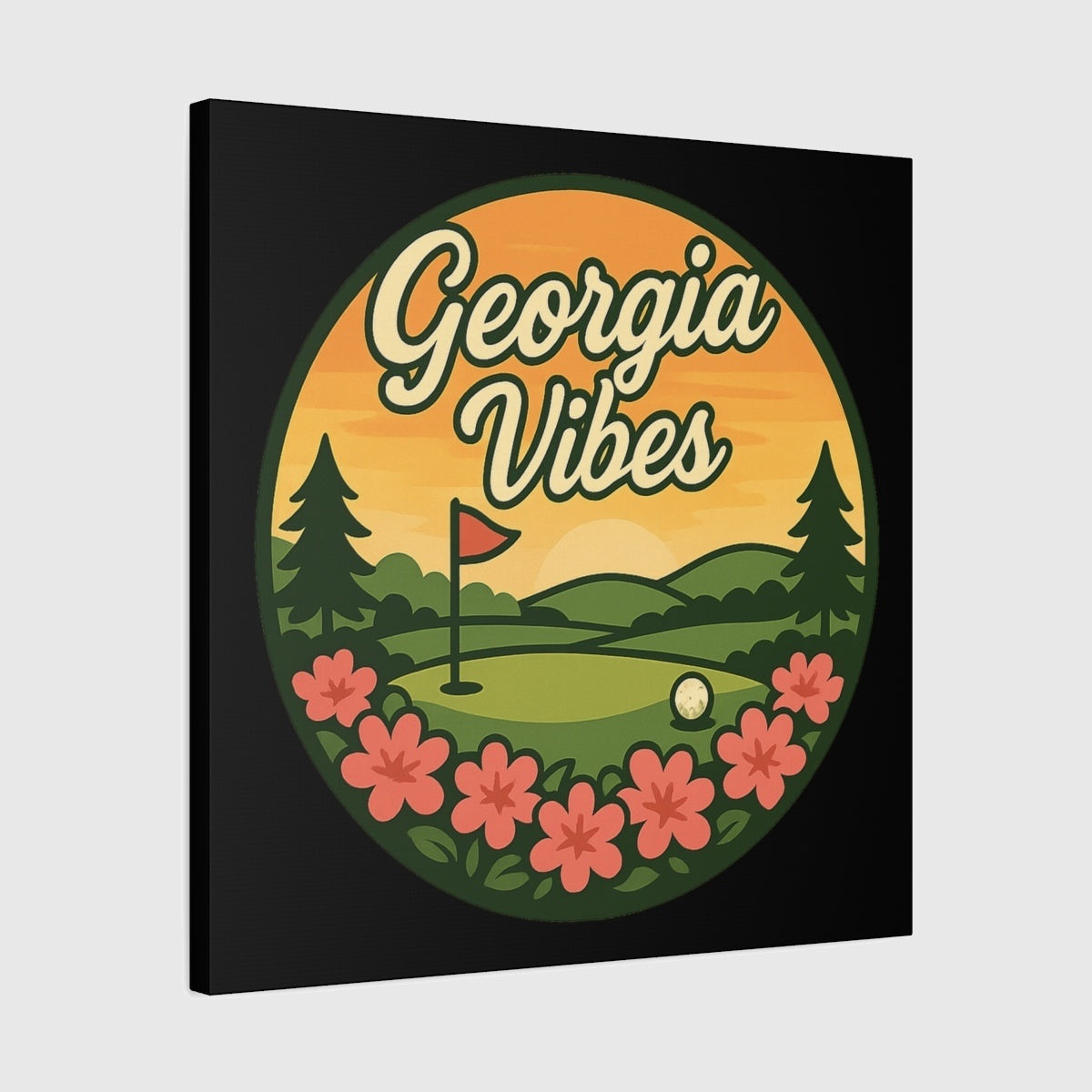Golf Vibes - Georgia Azalea Edition - Canvas Wall Art - Black - 24×24 - front