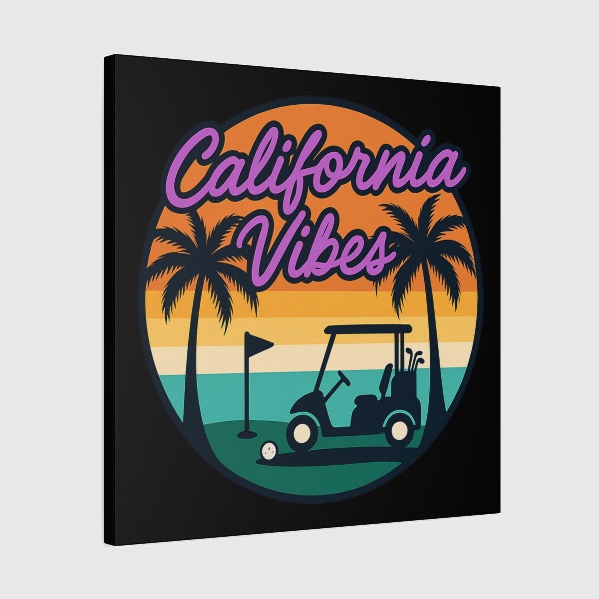 Golf Vibes - California Coast Edition - Canvas Wall Art - Black - 24×24 - front