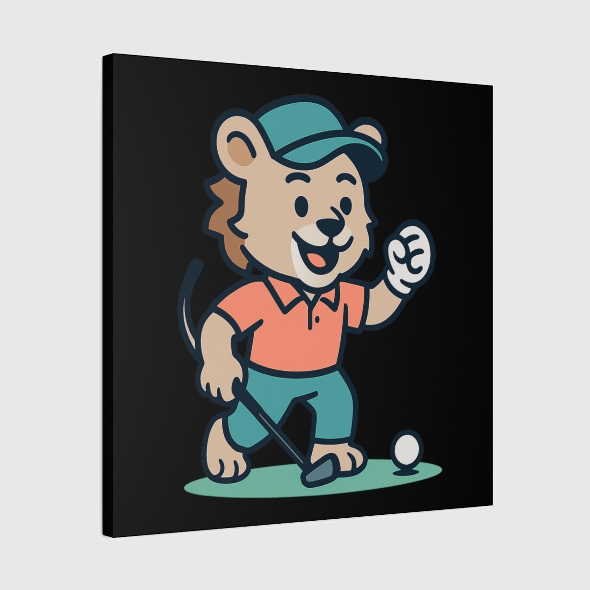 Fist Pumping Lion - Canvas Wall Art - Black - 24×24 - front