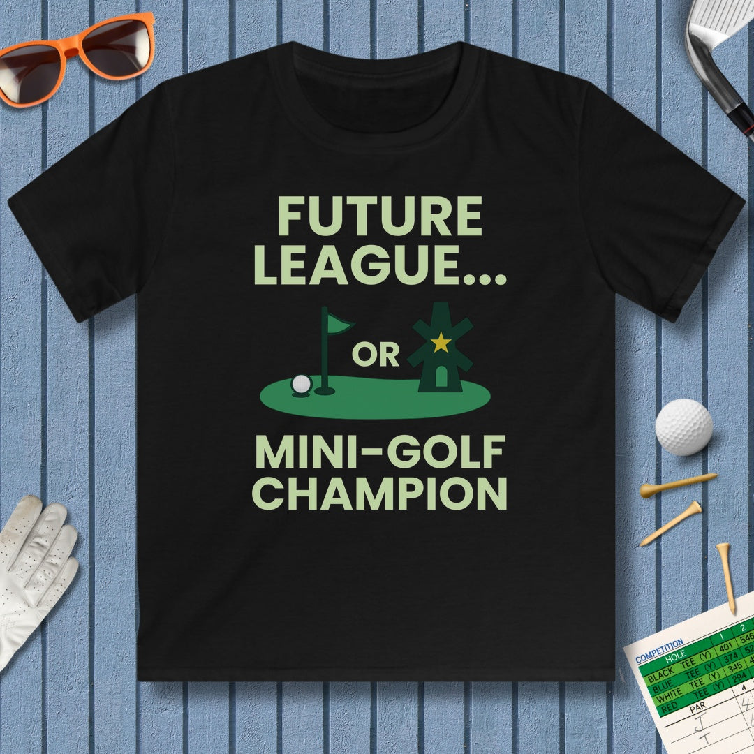 Future League or Mini-Golf Champion - Youth Golf T-Shirt in Black
