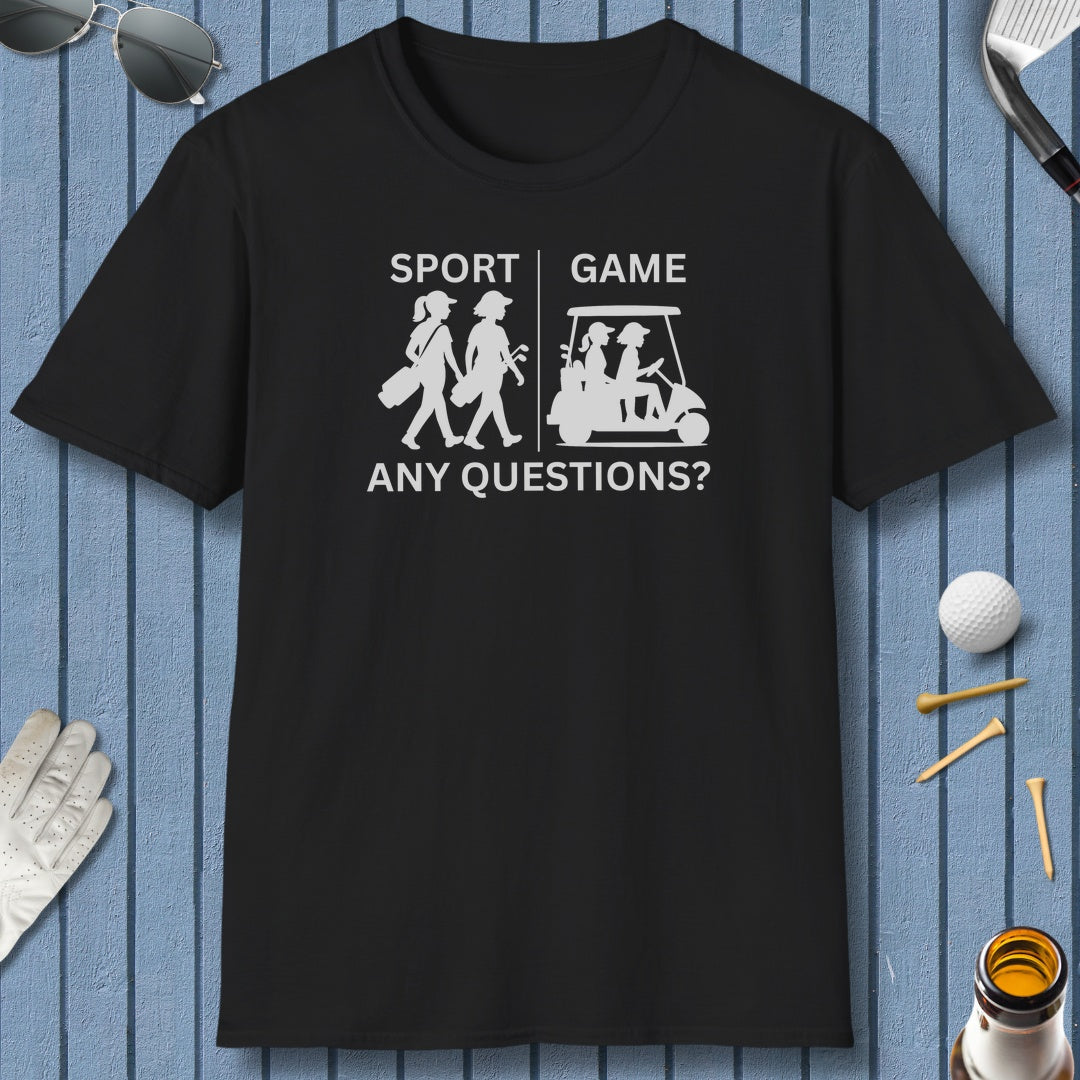 SPORT vs. GAME (Female) - Adult Golf T-Shirt in Black