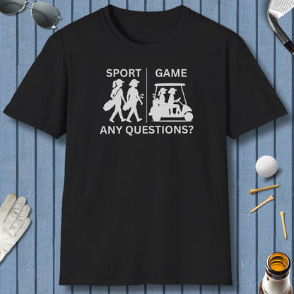 SPORT vs. GAME (Female) - Adult Golf T-Shirt in Black