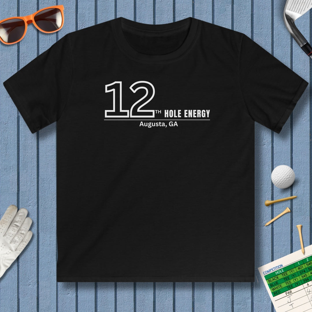 12th Hole Energy - Youth Golf T-Shirt in Black
