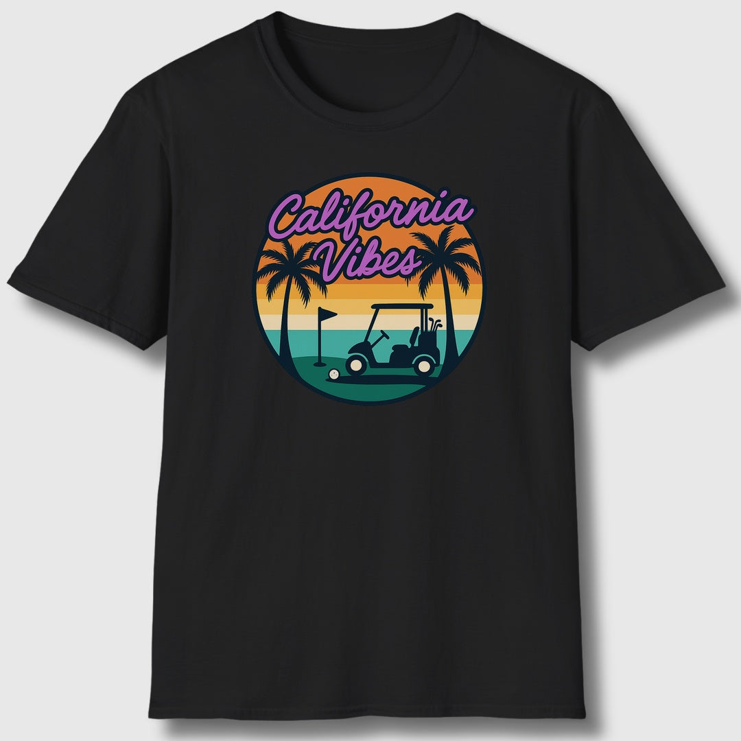 Golf Vibes - California Coast Edition - Adult Golf T-Shirt in Black