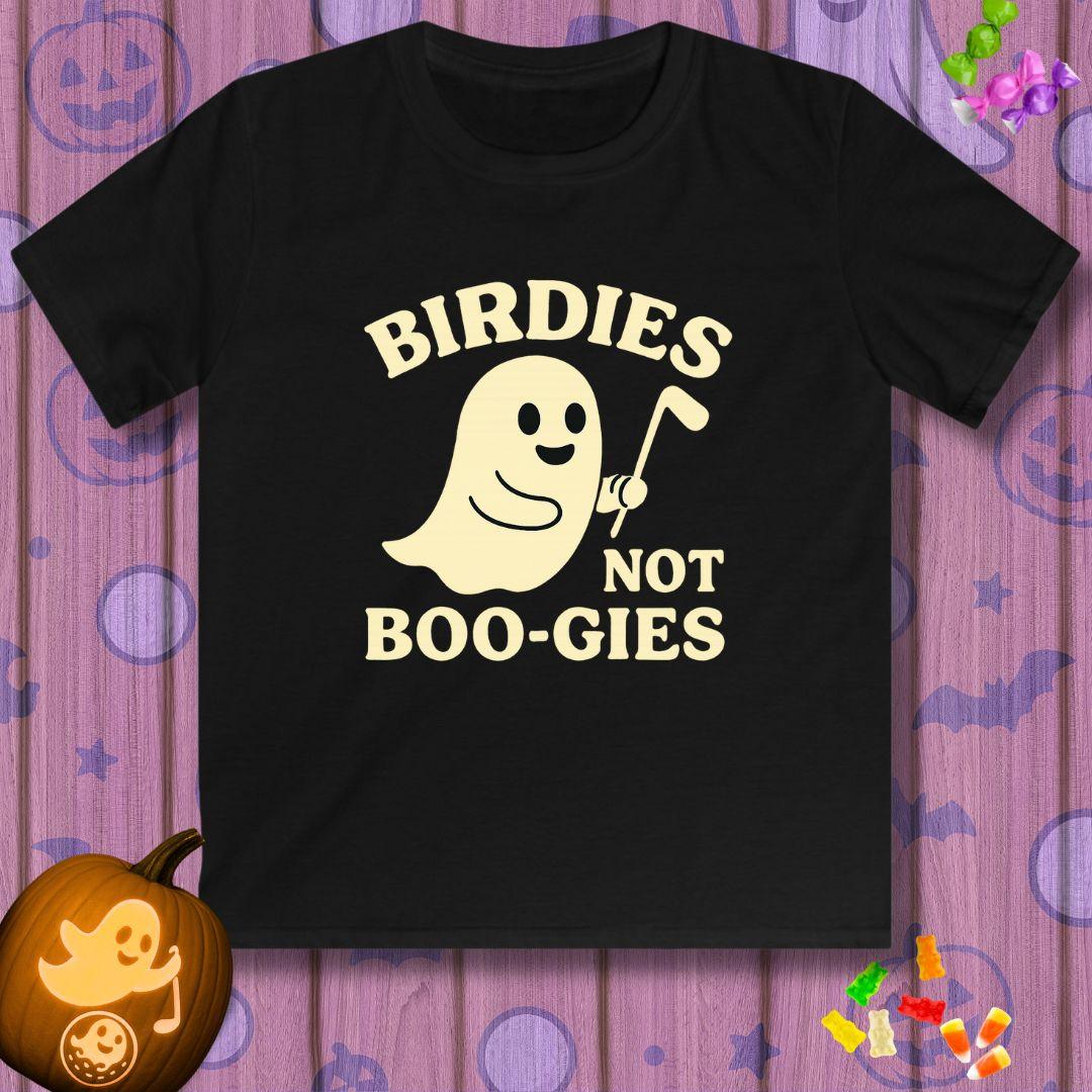 Birdies not BOO-GIES - Halloween - Youth Golf T-Shirt in Black, great for casual wear. Find more fun golf focused products at oneforetheages.com