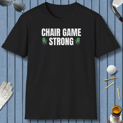Chair Game Strong - Adult Golf T-Shirt in Black