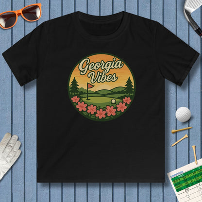 Golf Vibes - Georgia Azalea Edition - Youth Golf T-Shirt in Black