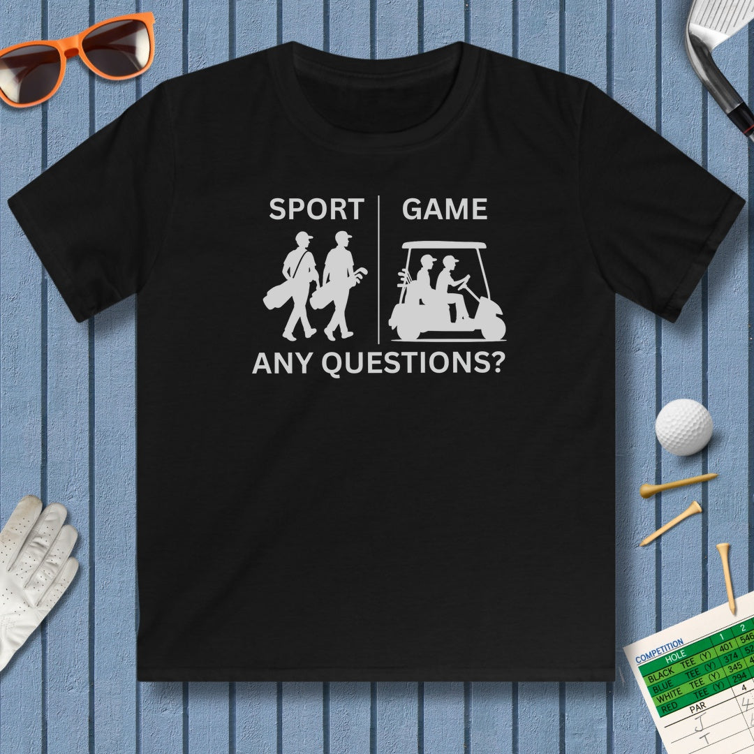 SPORT vs. GAME (Male) - Youth Golf T-Shirt in Black
