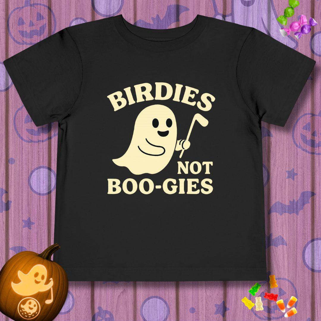 BIRDIES not BOO-GIES - Halloween - Toddler T-Shirt in Black, great for casual wear. Find more fun golf focused products at oneforetheages.com