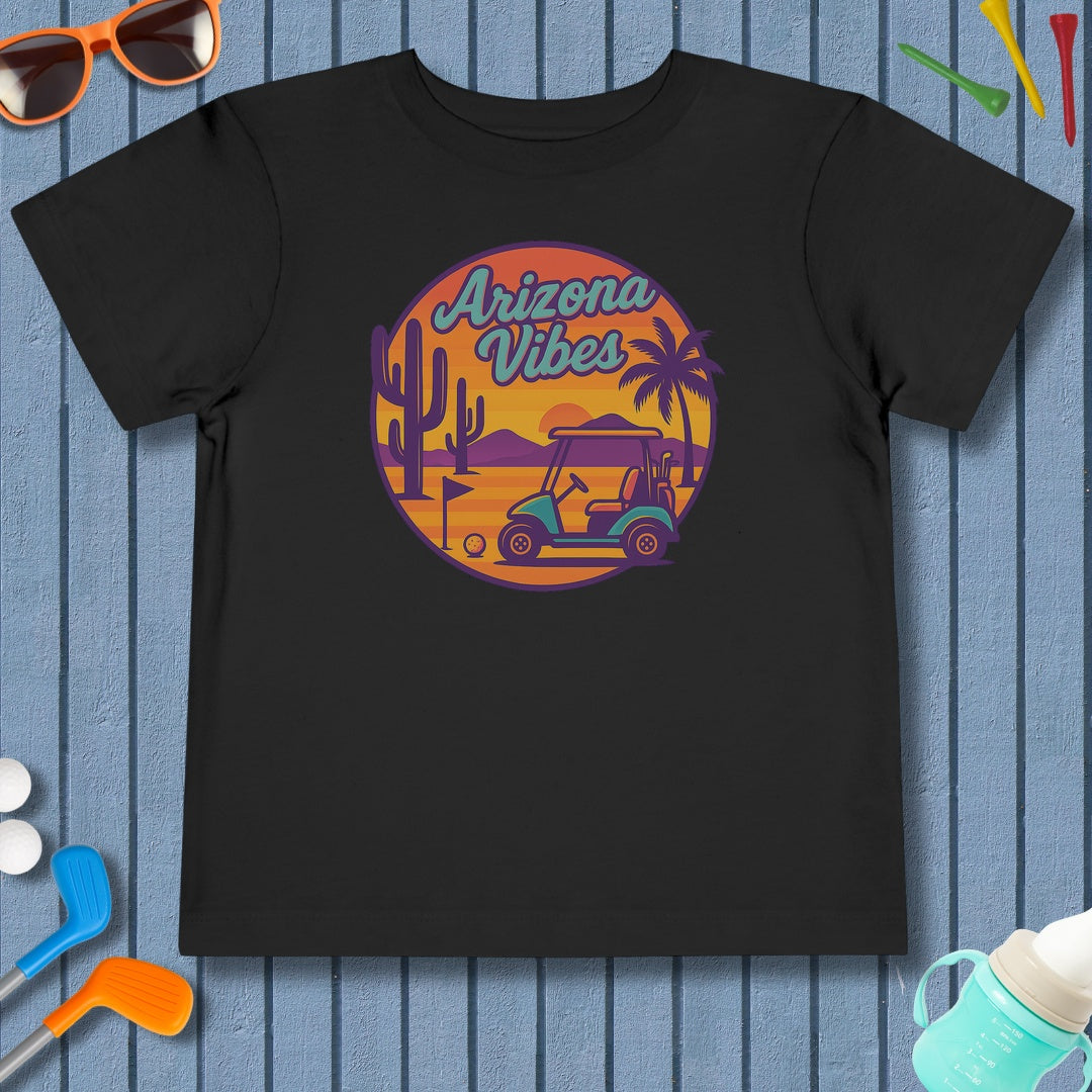 Golf Vibes - Arizona - Desert Edition Golf Destination - Toddler Golf T-Shirt in Black