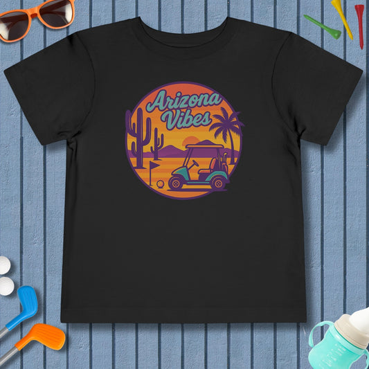 Golf Vibes - Arizona - Desert Edition Golf Destination - Toddler Golf T-Shirt in Black