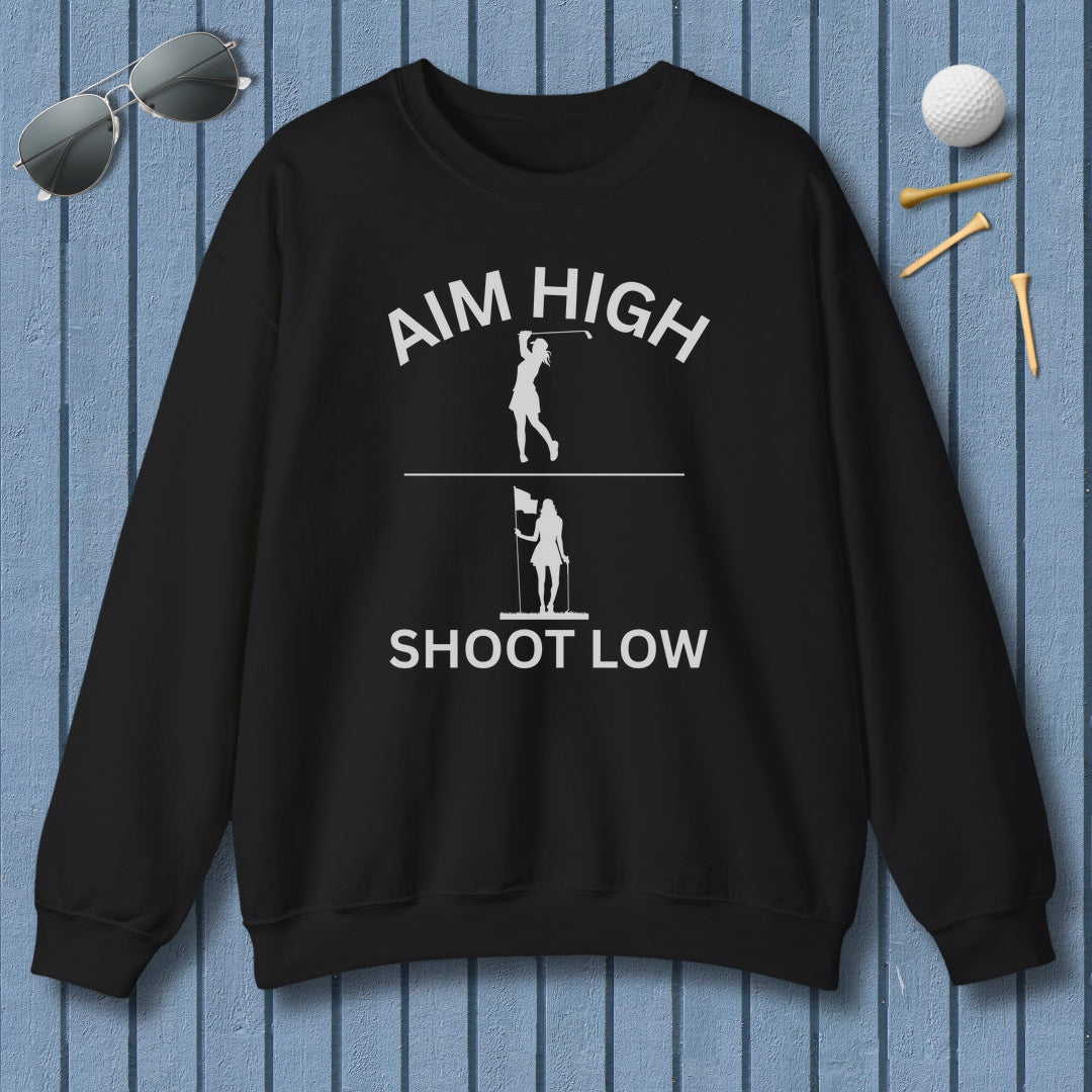 Aim High - Shoot Low (Female) - Adult Golf Sweatshirt in Black