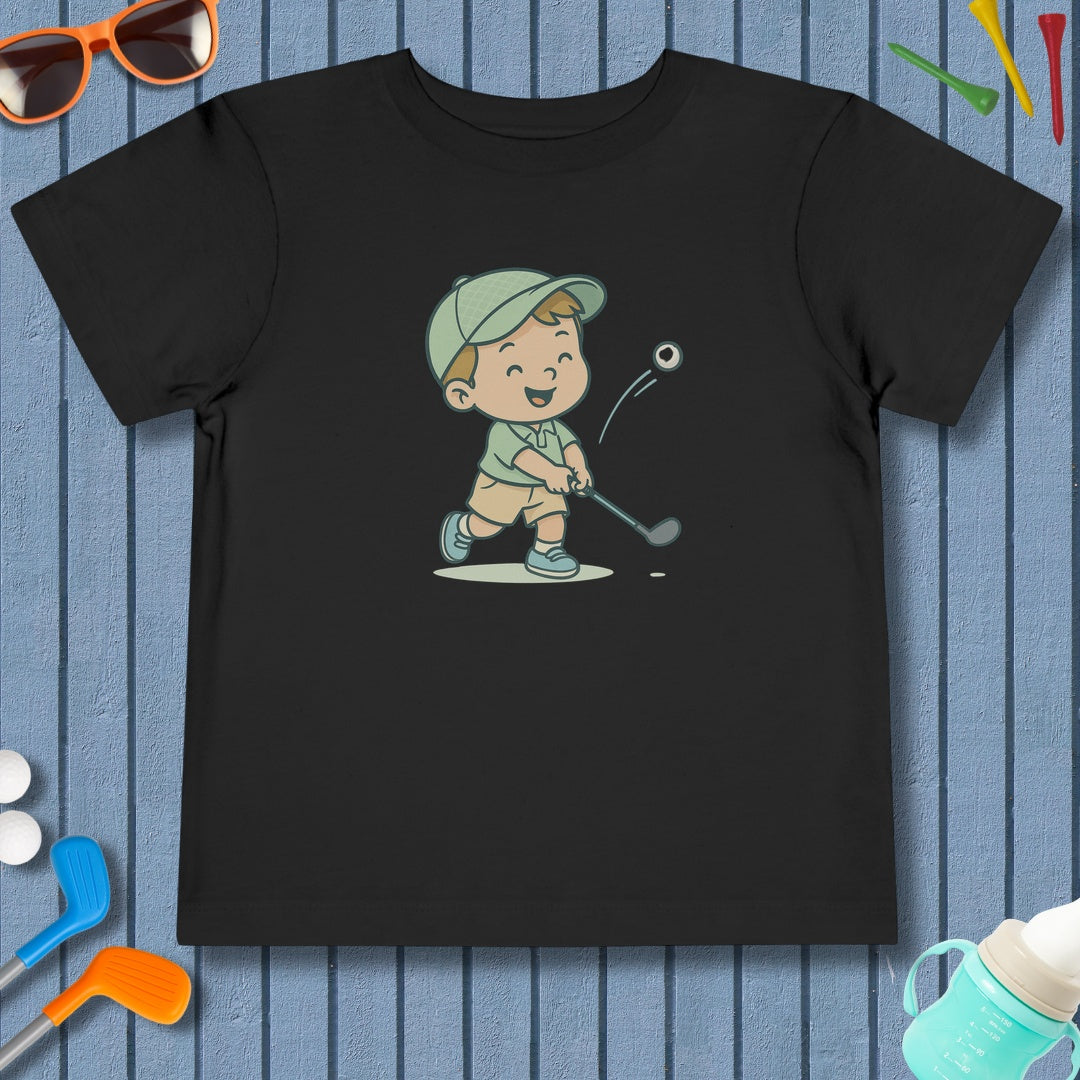 Happy Boy Golfer - Toddler Golf T-Shirt in Black