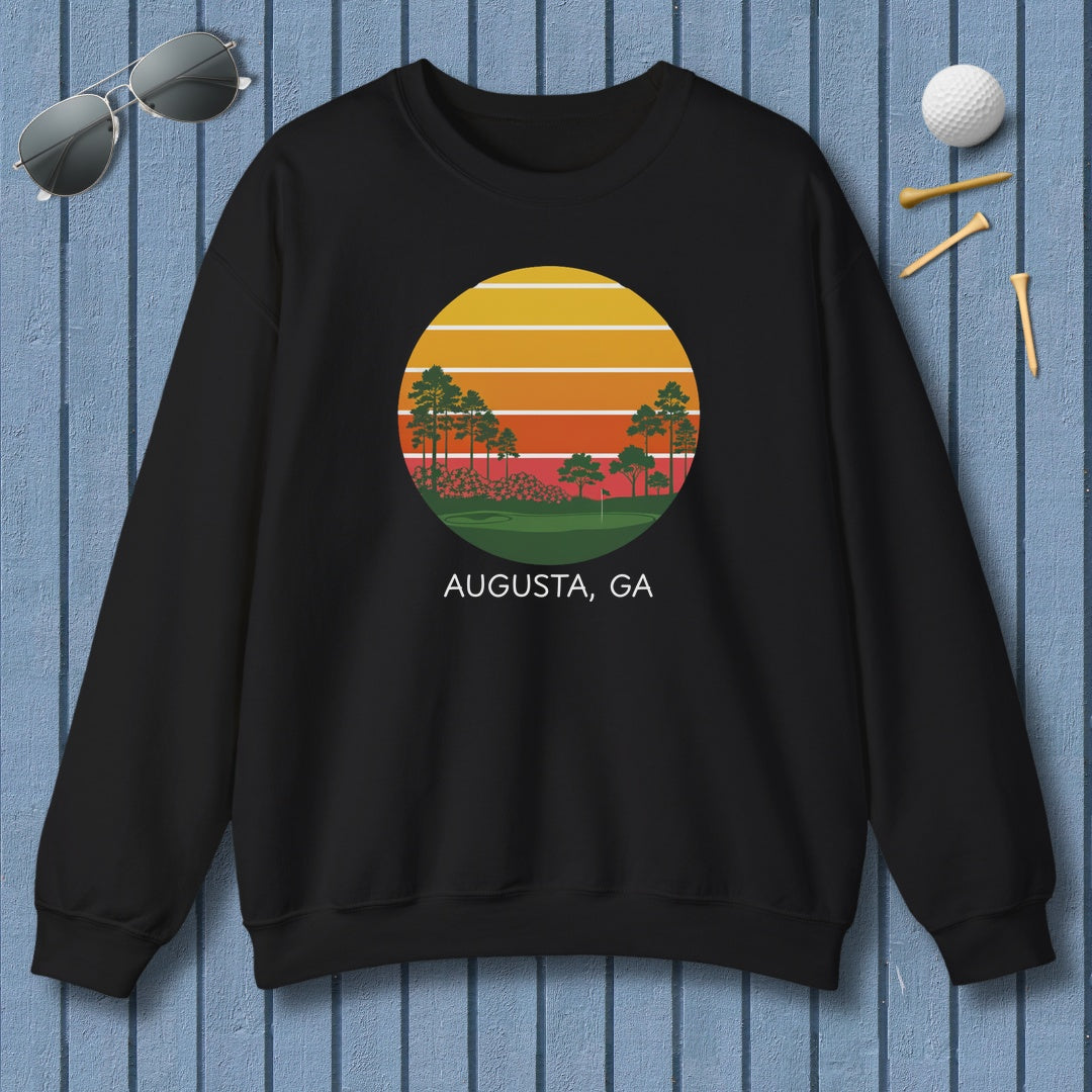 Retro Sunset - Augusta - Adult Golf Sweatshirt in Black