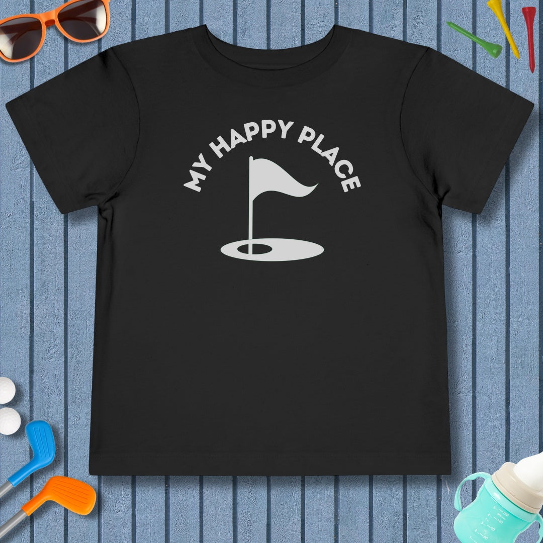 My Happy Place - Toddler Golf T-Shirt in Black