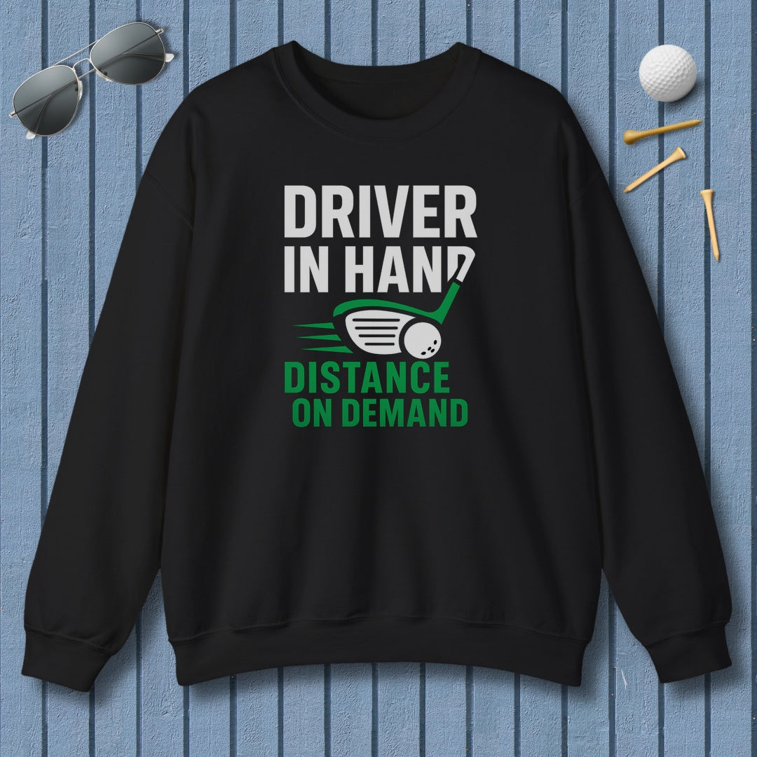 Driver in Hand - Distance on Demand - Adult Golf Sweatshirt in Black