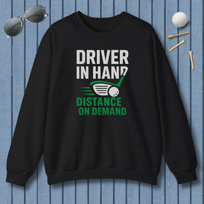 Driver in Hand - Distance on Demand - Adult Golf Sweatshirt in Black