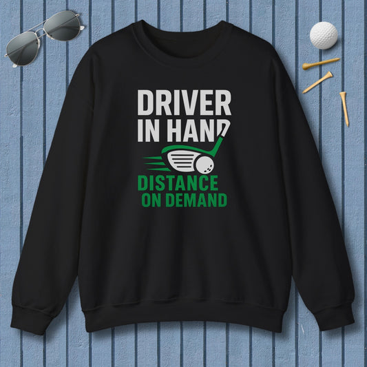 Driver in Hand - Distance on Demand - Adult Golf Sweatshirt in Black