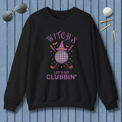 Witches, Let's Go Clubbin'! - Adult Golf Sweatshirt in Black