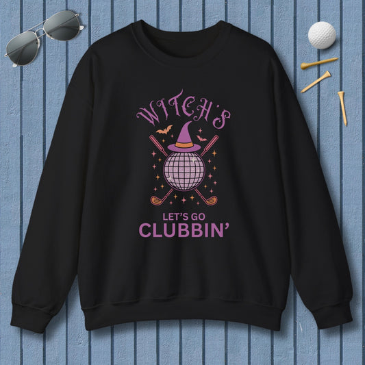 Witches, Let's Go Clubbin'! - Adult Golf Sweatshirt in Black