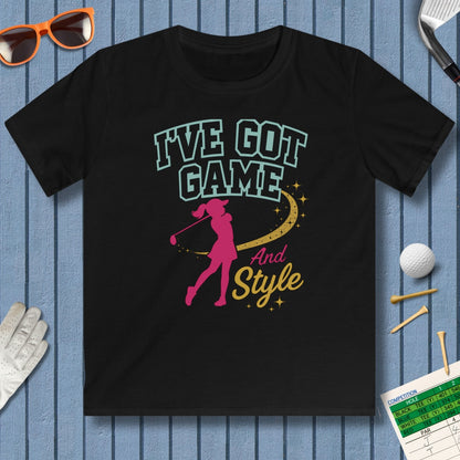 I've Got Game And Style - Youth Golf T-Shirt in Black